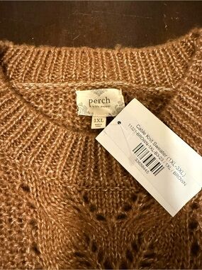 Perch by Blu Pepper Brown Cable Knit Crewneck Sweater